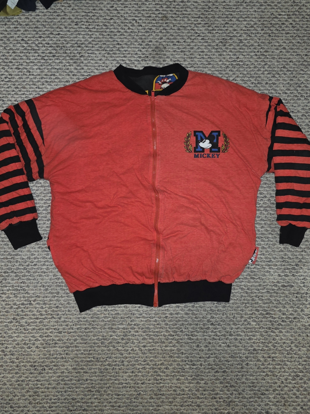 Vintage Micky Mouse Reversable Jacket Red & Black Kids Zip-Up Jacket